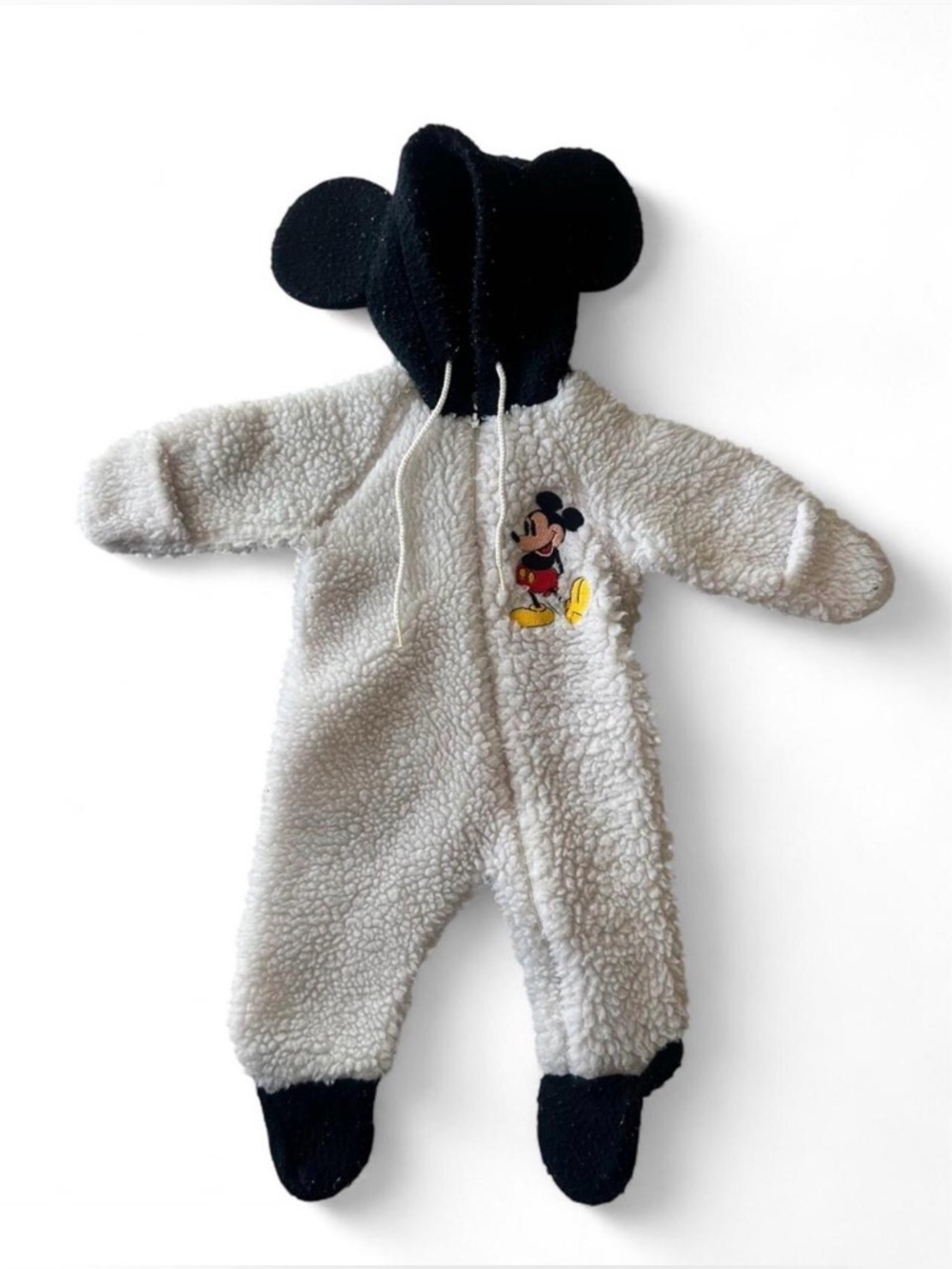 Vintage Disney Mickey Mouse white & black fleece onesie